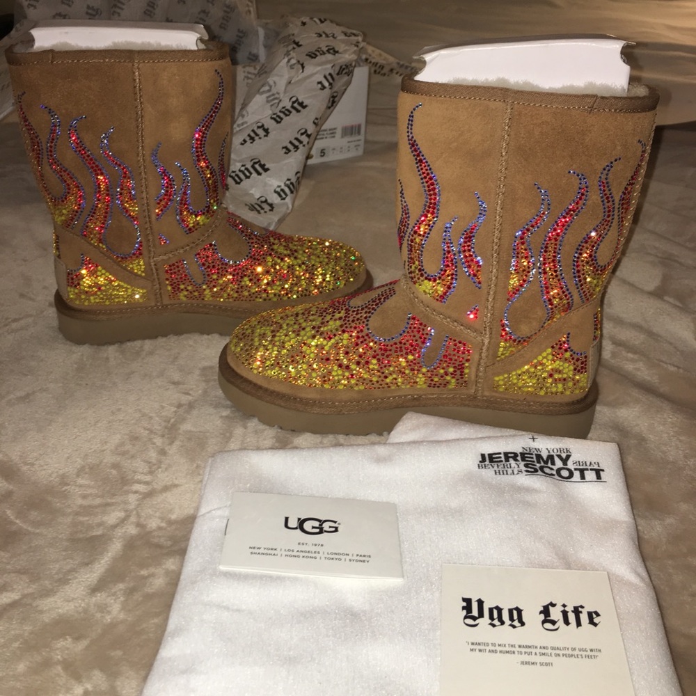 Jeremy Scott Crystal Flames Ugg (Size 5)